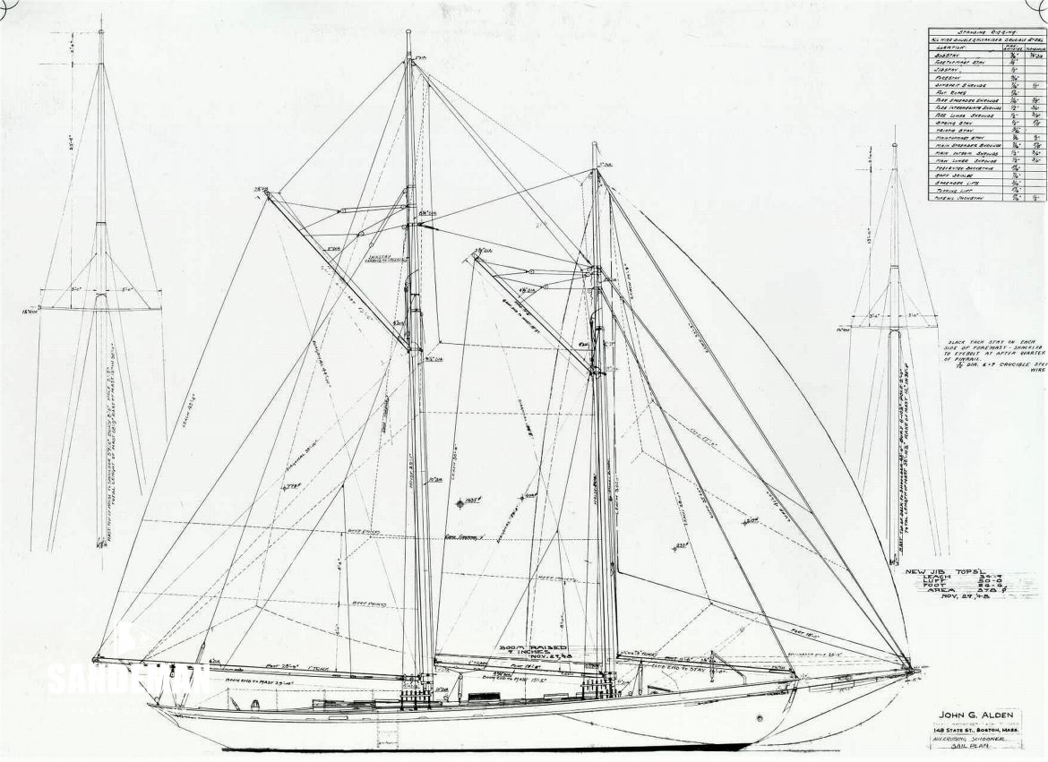 JOHN ALDEN 58ft GAFF SCHOONER 1930/ 2003 - Sandeman Yacht Company